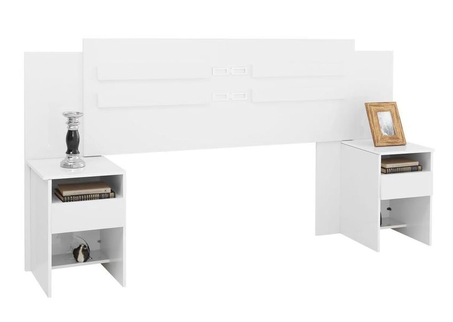 Cabeceira Casal e Queen Size MDP com 2 Prateleira 2 Mesas 2 Mesas de Cabeceira Demóbile Triunfo