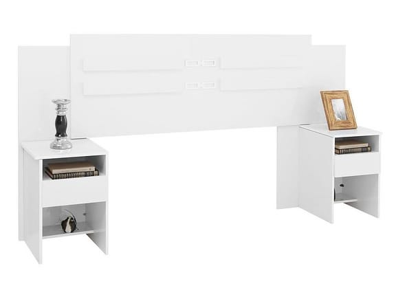 Cabeceira Casal e Queen Size MDP com 2 Prateleira 2 Mesas 2 Mesas de Cabeceira Demóbile Triunfo