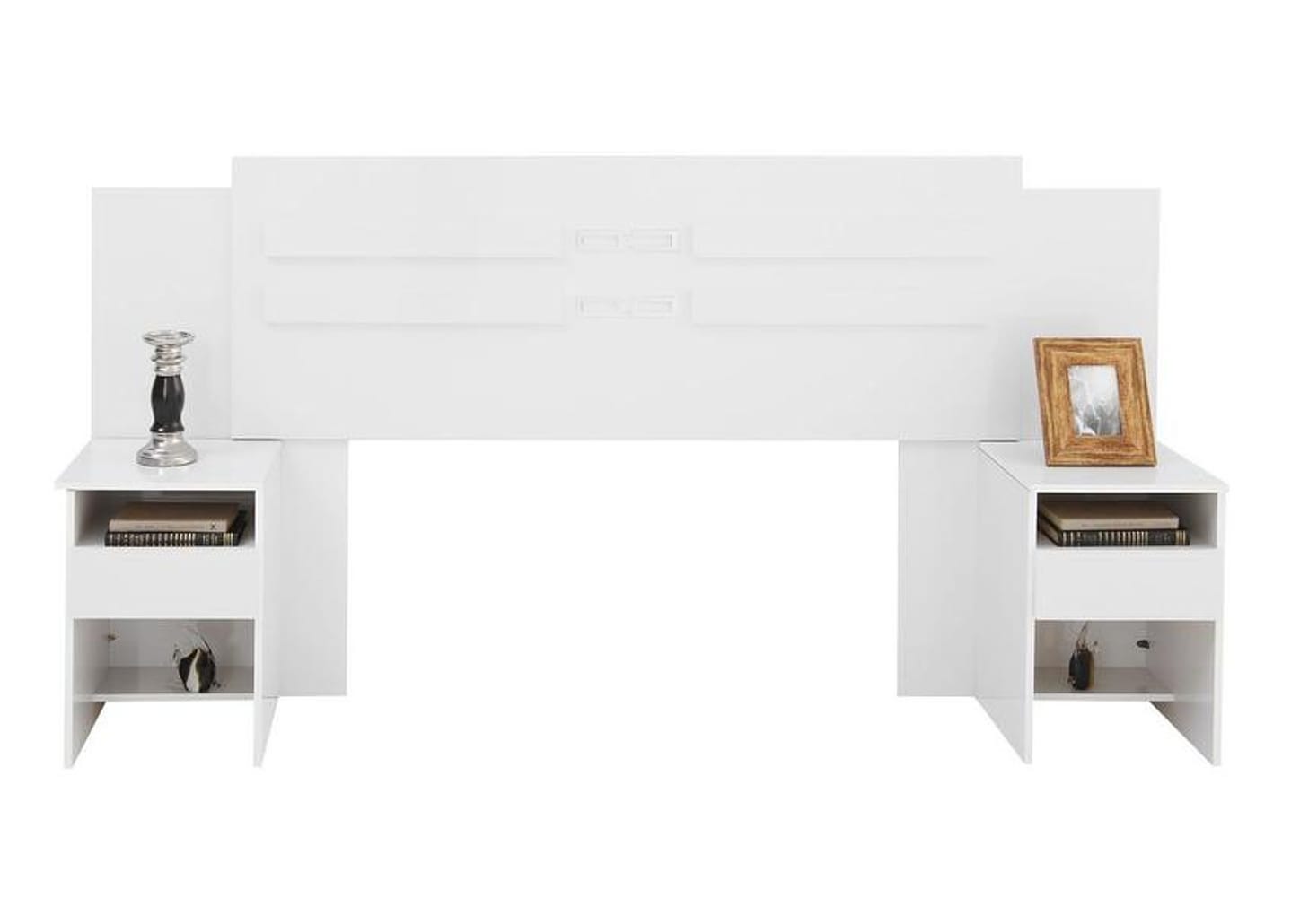 Cabeceira Casal e Queen Size MDP com 2 Prateleira 2 Mesas 2 Mesas de Cabeceira Demóbile Triunfo