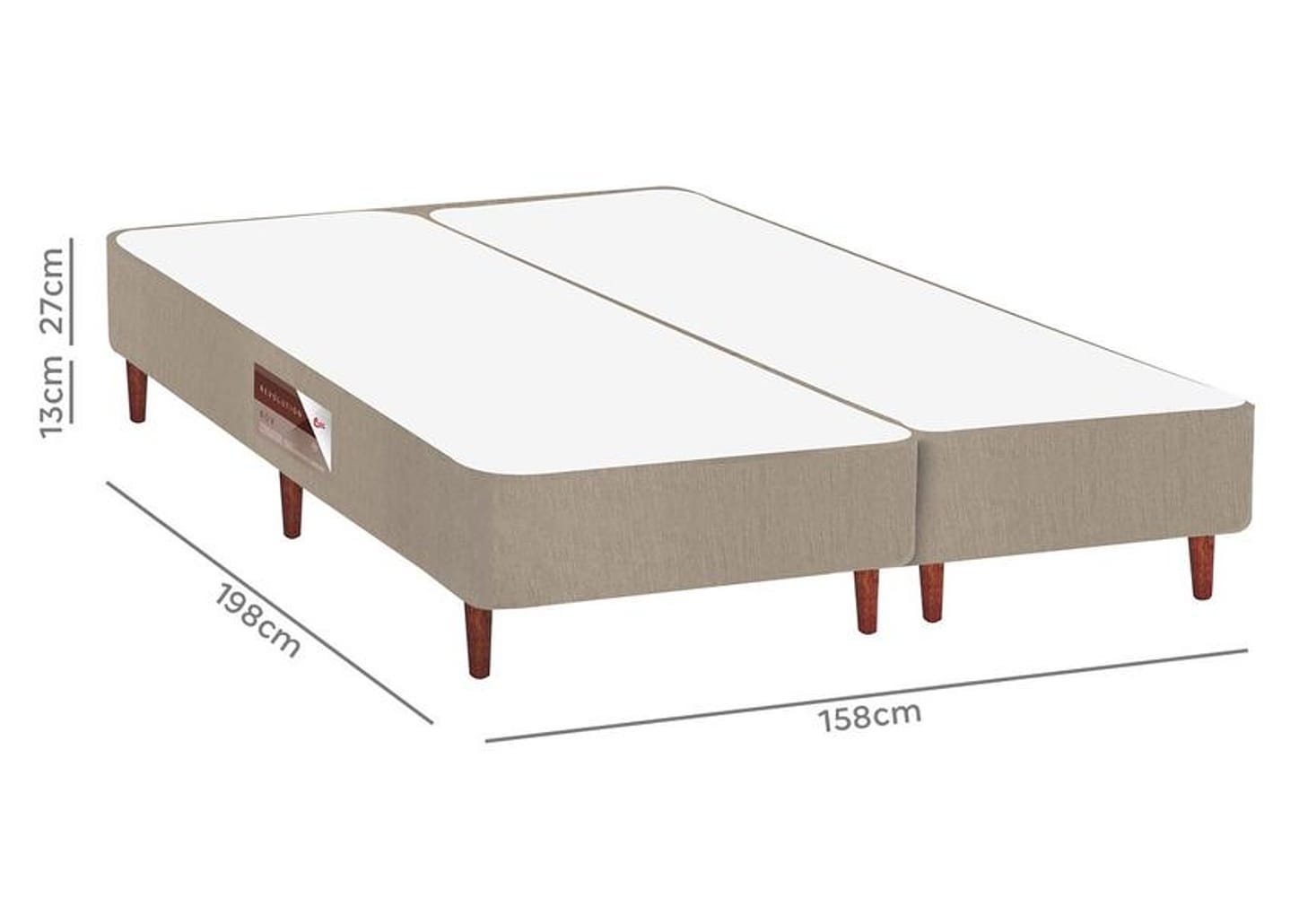 Base Cama Box Queen Castor Bipartido 27x79x198cm Revolution