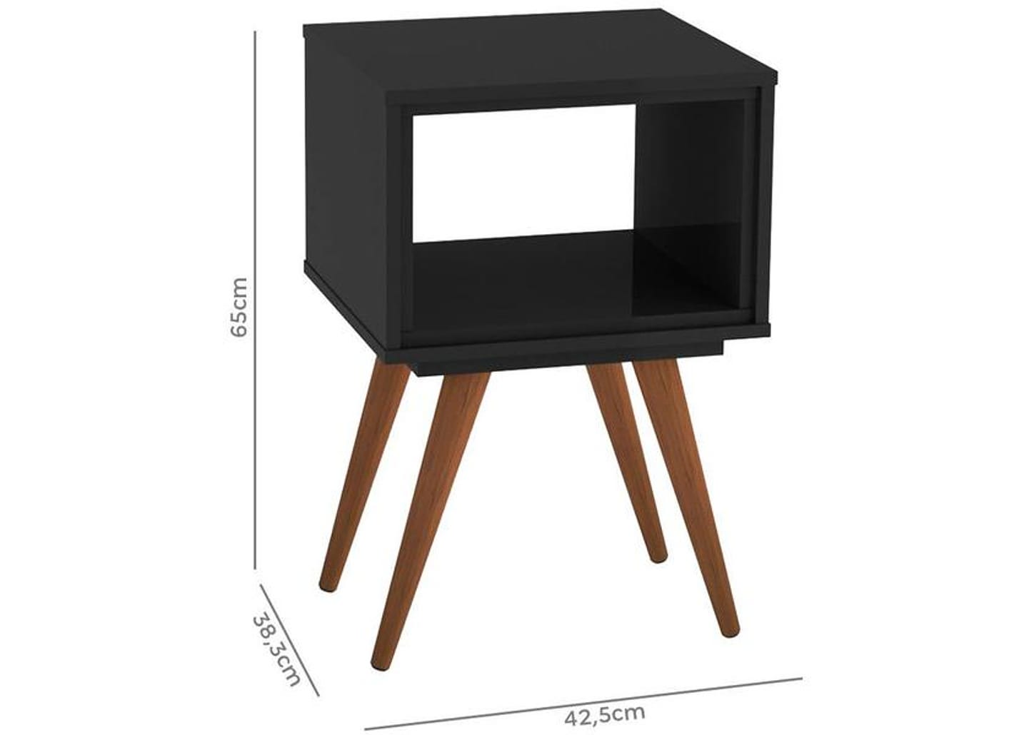 Mesa Lateral de Madeira Pés Palito Retrô 40 Olivar Móveis