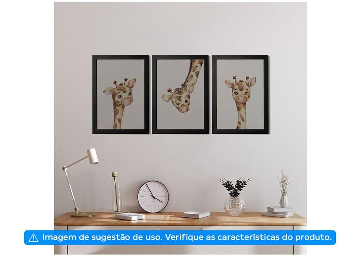 Quadro Decorativo Infantil Girafas 25x35cm - Design Up Living 3 Peças