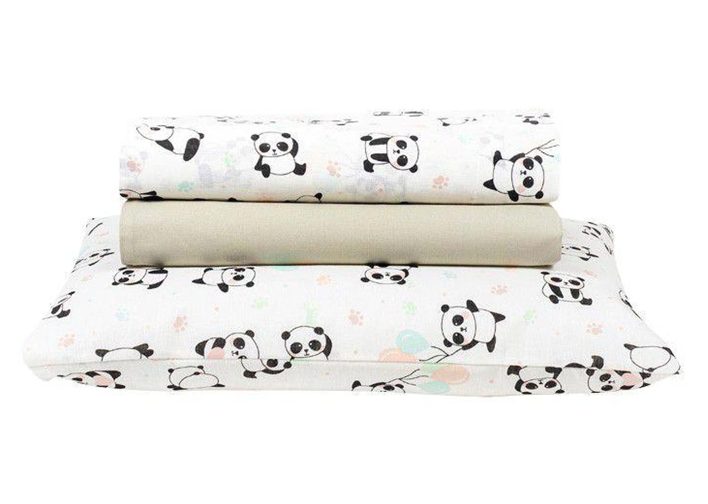 Jogo de Cama para Berço Santista 100% Algodão - Baby Panda Rosa 3 Peças
