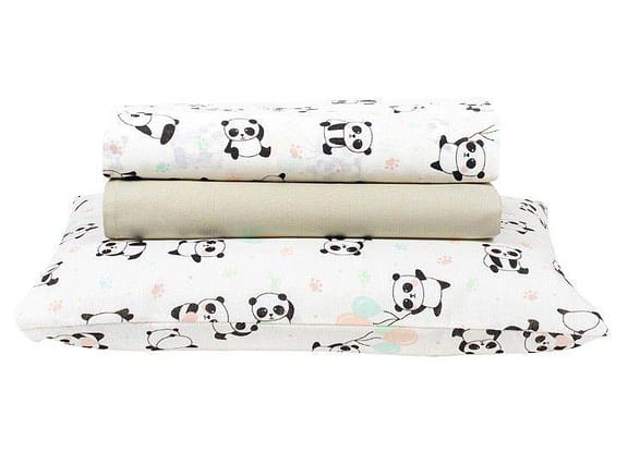 Jogo de Cama para Berço Santista 100% Algodão - Baby Panda Rosa 3 Peças
