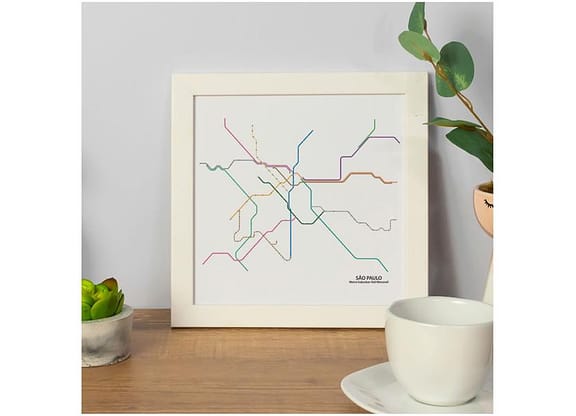 Quadro Decorativo Big Cities Metrô SP 24x24cm - Design Up Living