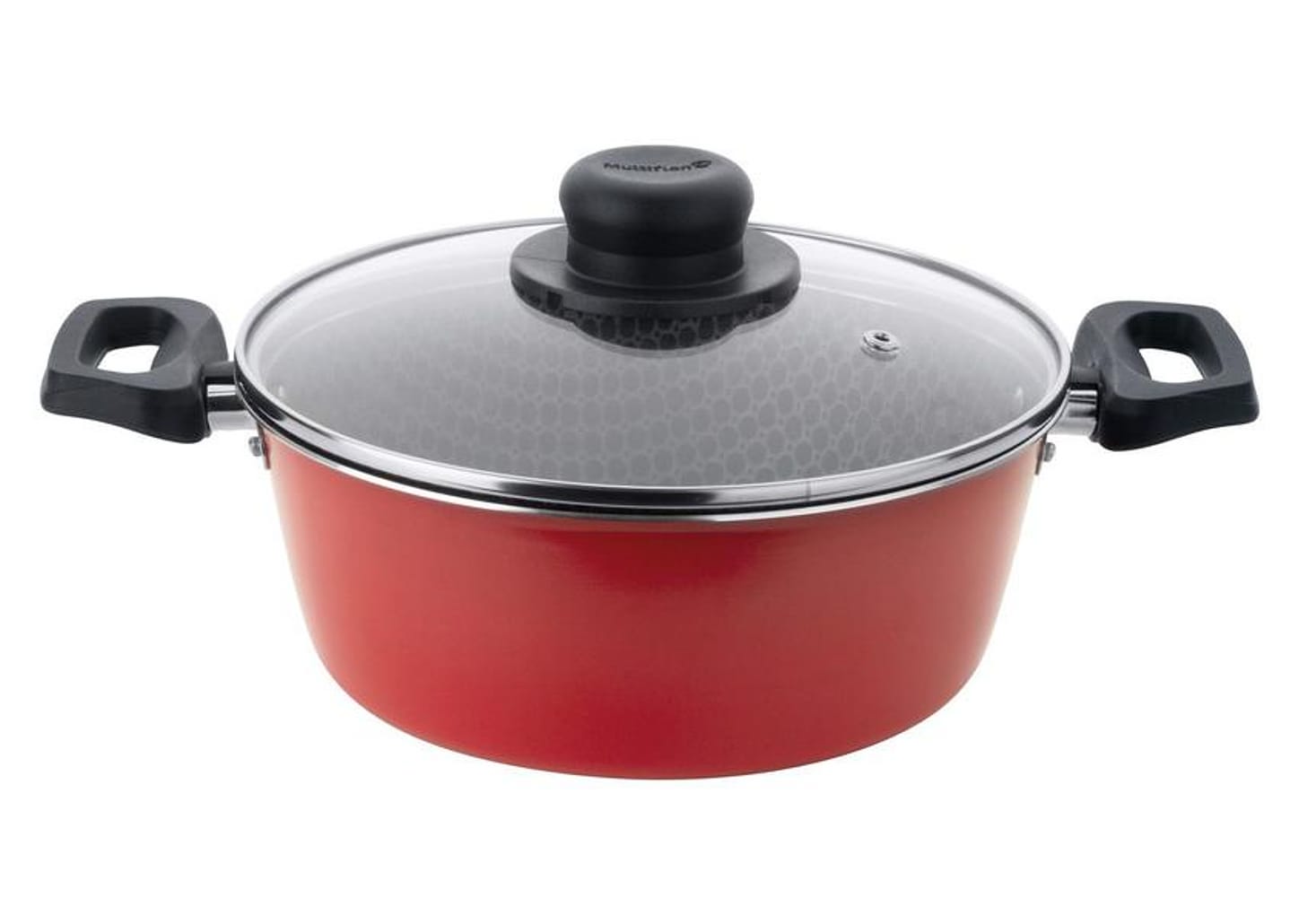 Caçarola Multiflon Antiaderente com Tampa Vermelha 2,8L 22cm Essencial