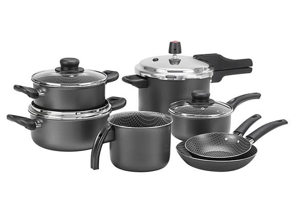 Jogo de Panelas Multiflon Antiaderente de Alumínio - Cinza 7 Peças Gourmet