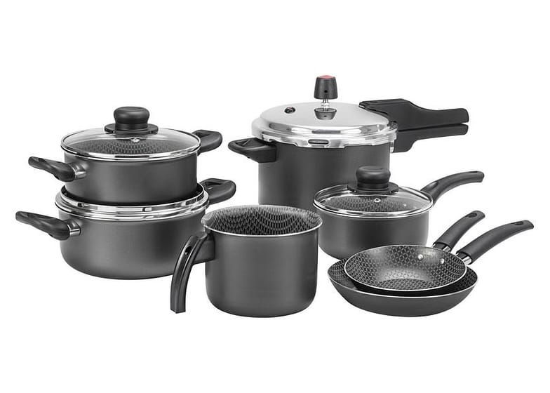 Jogo de Panelas Multiflon Antiaderente de Alumínio - Cinza 7 Peças Gourmet