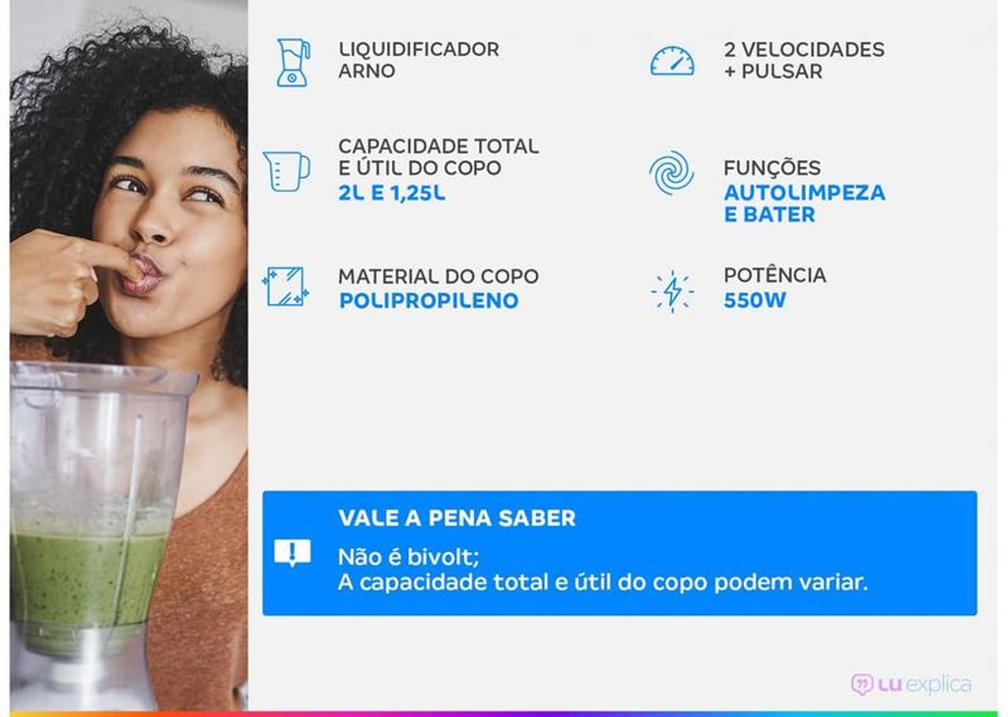 Liquidificador Arno Power Mix Branco 550W 2L LQ12