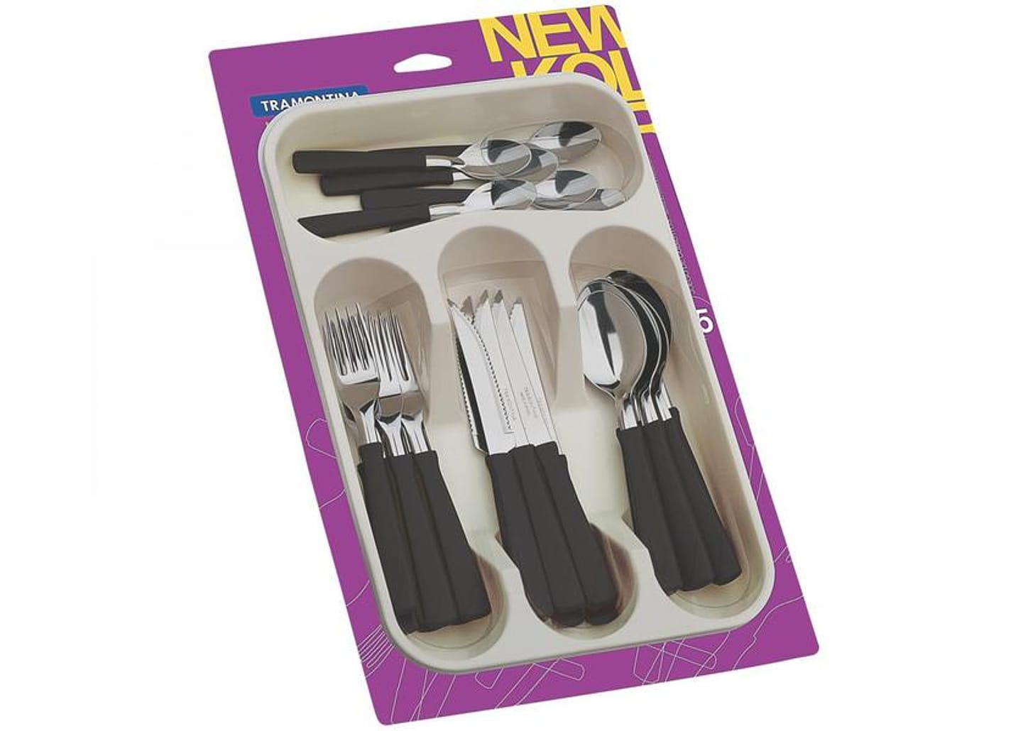 Faqueiro Tramontina Inox New Kolor com Gaveteiro 24 Peças