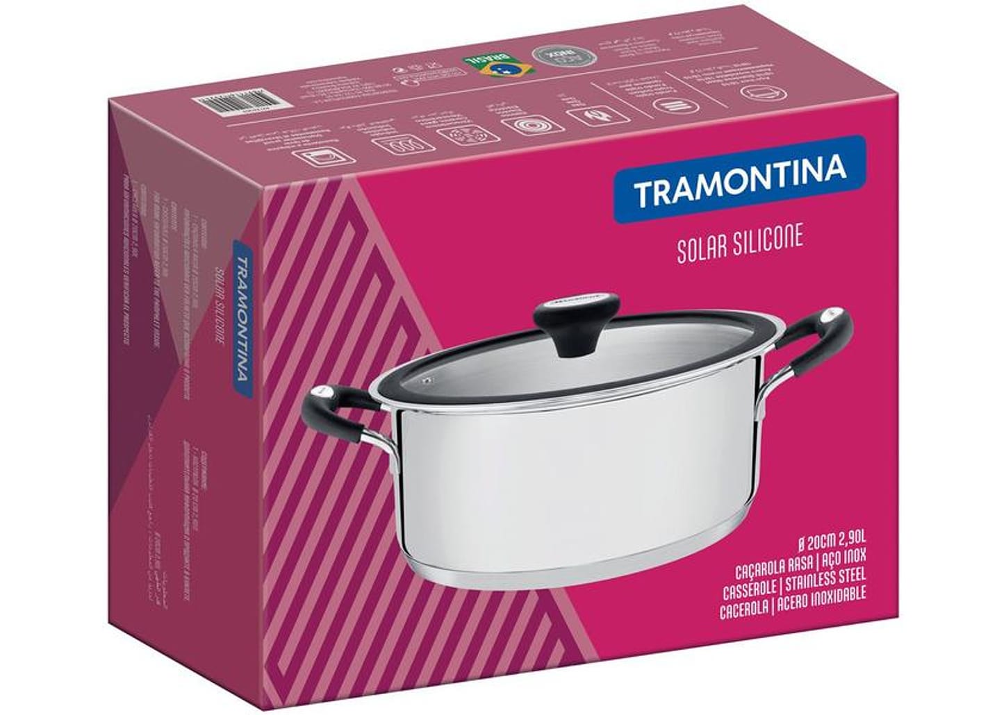 Caçarola Tramontina 2,9L 20cm com Tampa - Solar Silicone