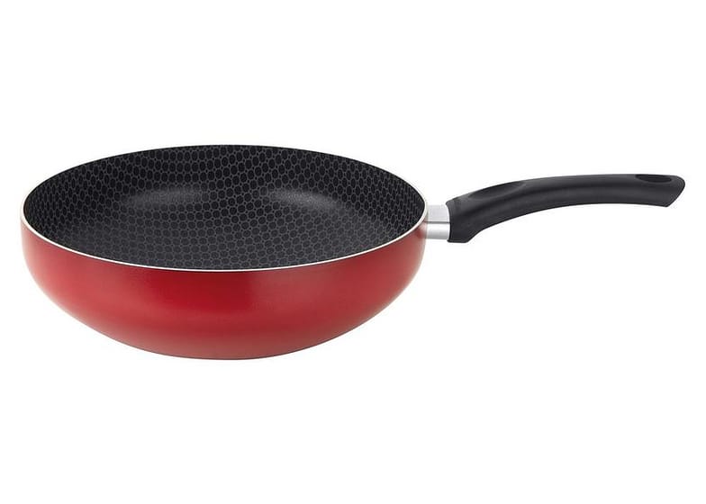 Panela Wok Antiaderente Multiflon de Alumínio 77028 Vermelha 28cm