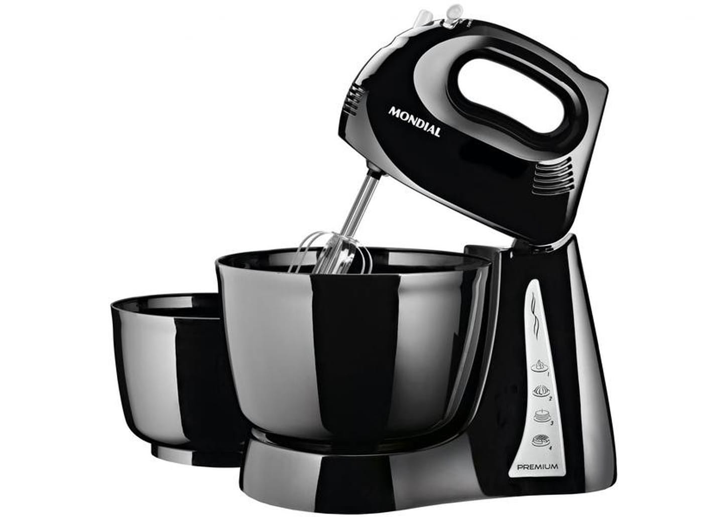 Batedeira Mondial Portátil Preta e Prata - Premium B-04 NP 400W 4 Velocidades