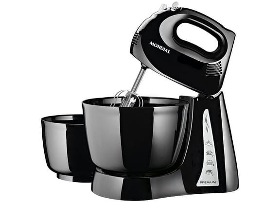 Batedeira Mondial Portátil Preta e Prata - Premium B-04 NP 400W 4 Velocidades