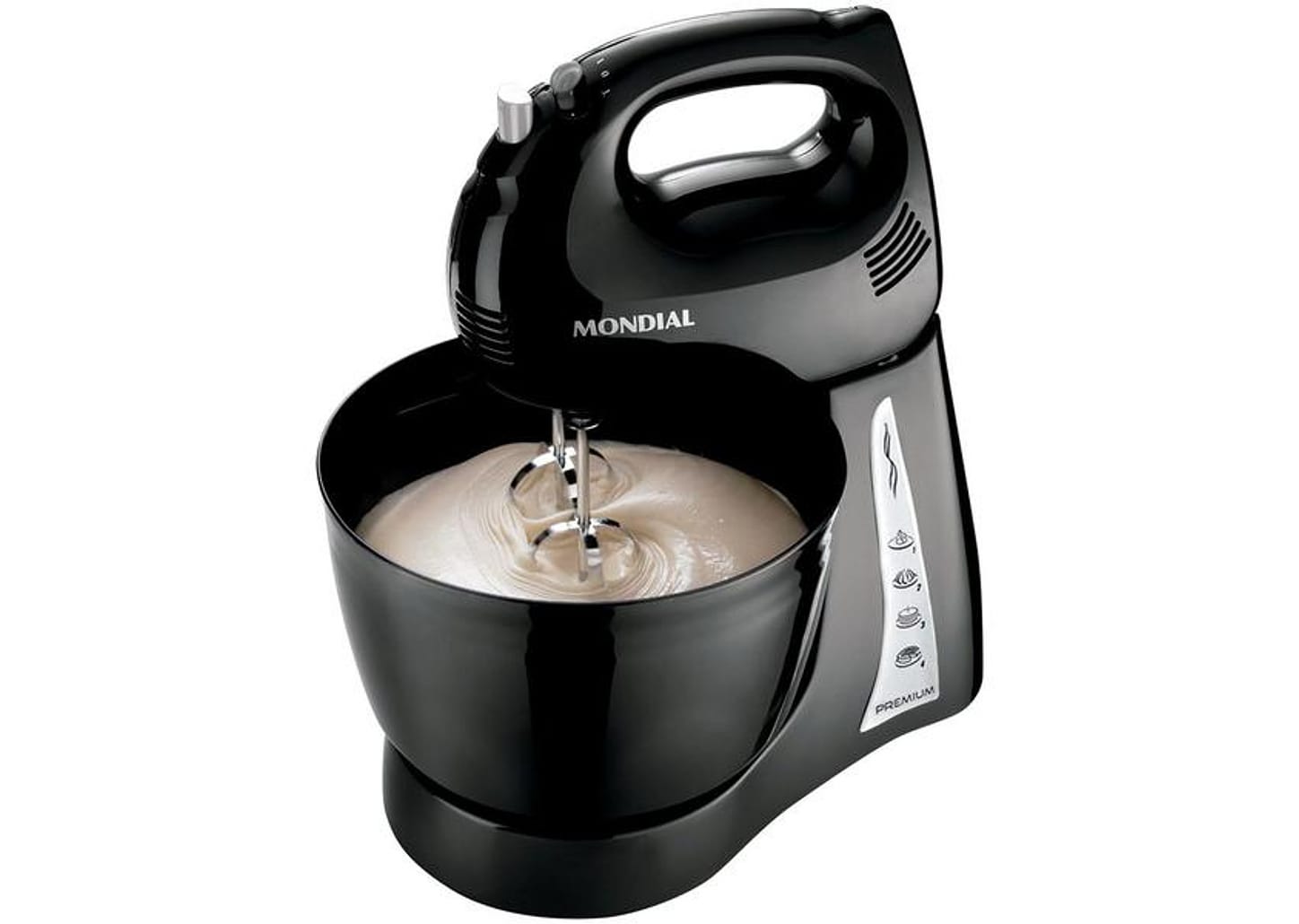 Batedeira Mondial Portátil Preta e Prata - Premium B-04 NP 400W 4 Velocidades