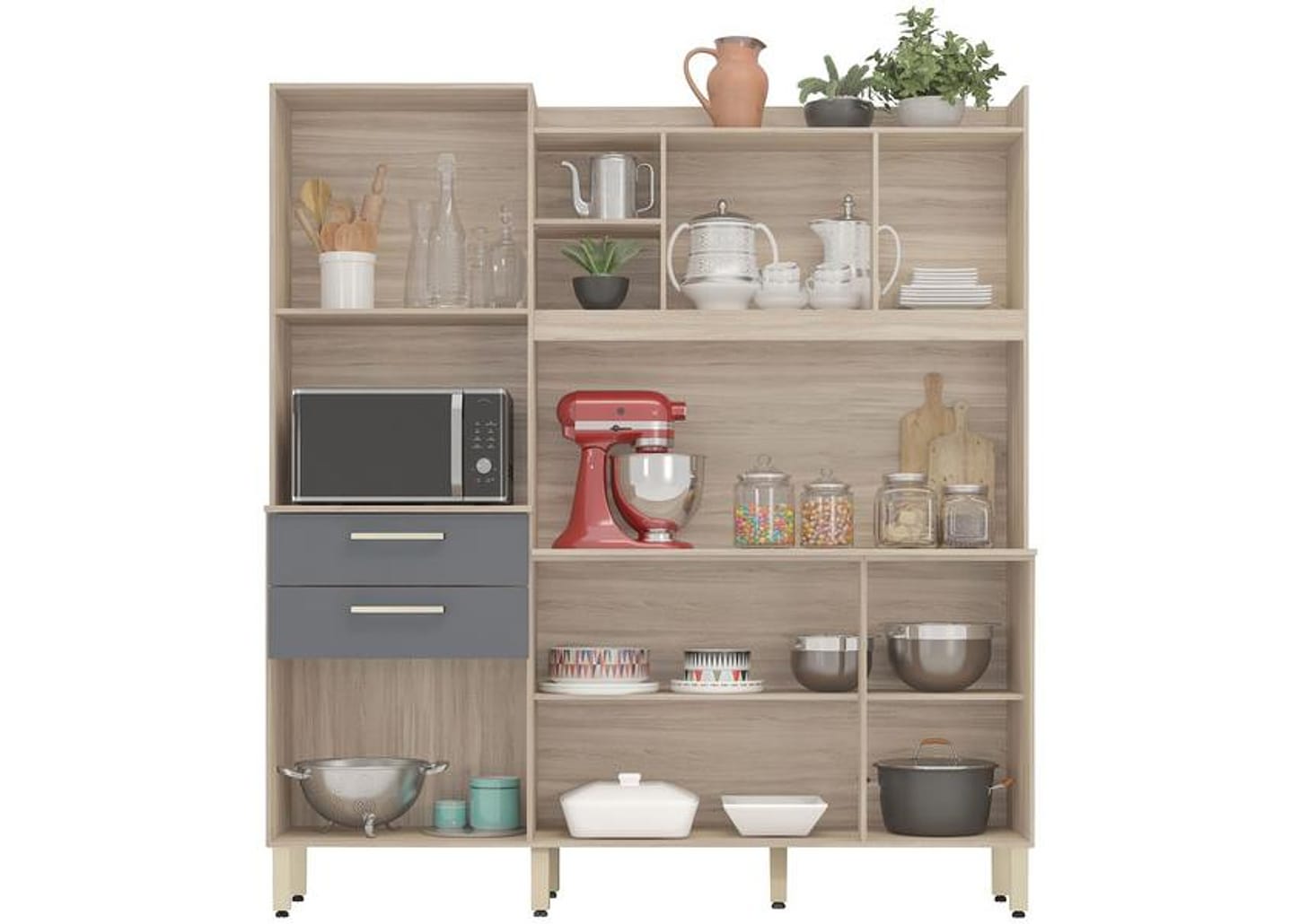 Cozinha Compacta Demóbile Select com Balcão - Nicho para Micro-ondas 6 Portas 2 Gavetas