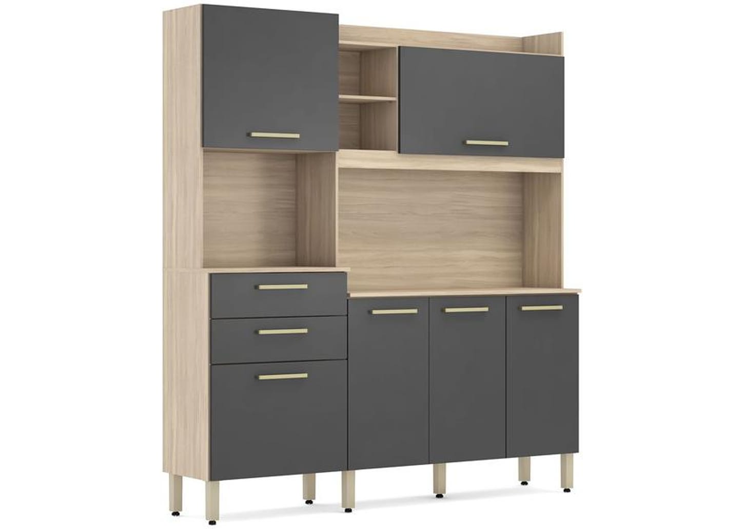 Cozinha Compacta Demóbile Select com Balcão - Nicho para Micro-ondas 6 Portas 2 Gavetas