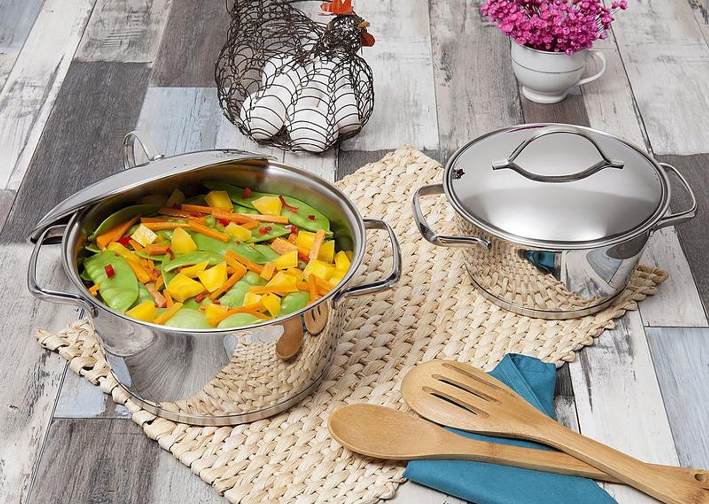 Jogo de Panelas Tramontina Allegra 65660/230 Inox - Fundo Triplo 2 Peças