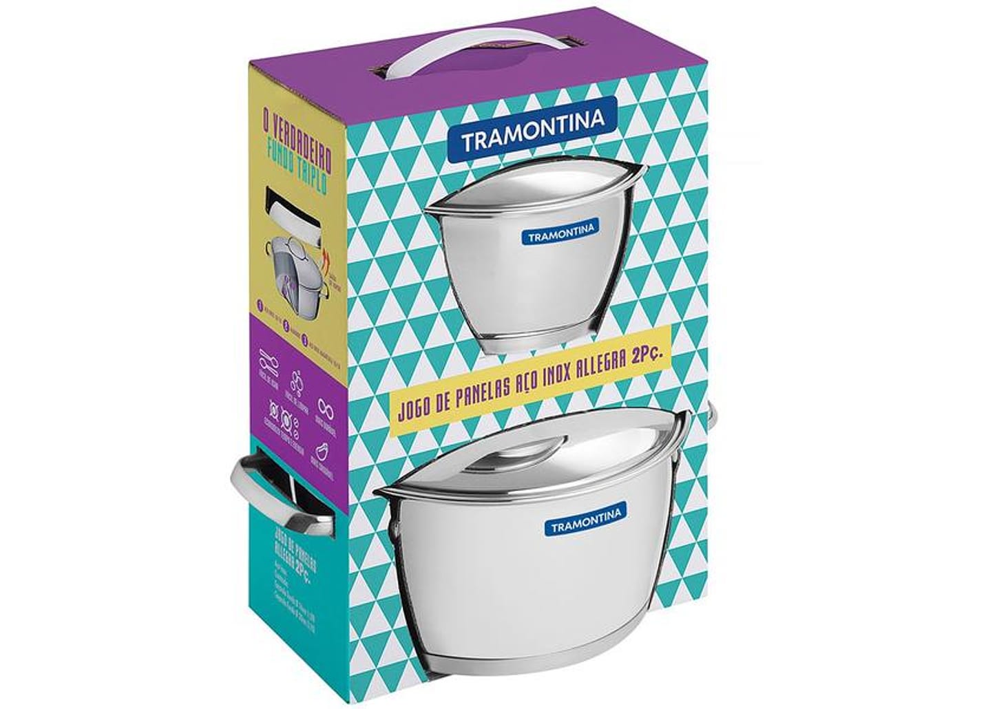 Jogo de Panelas Tramontina Allegra 65660/230 Inox - Fundo Triplo 2 Peças