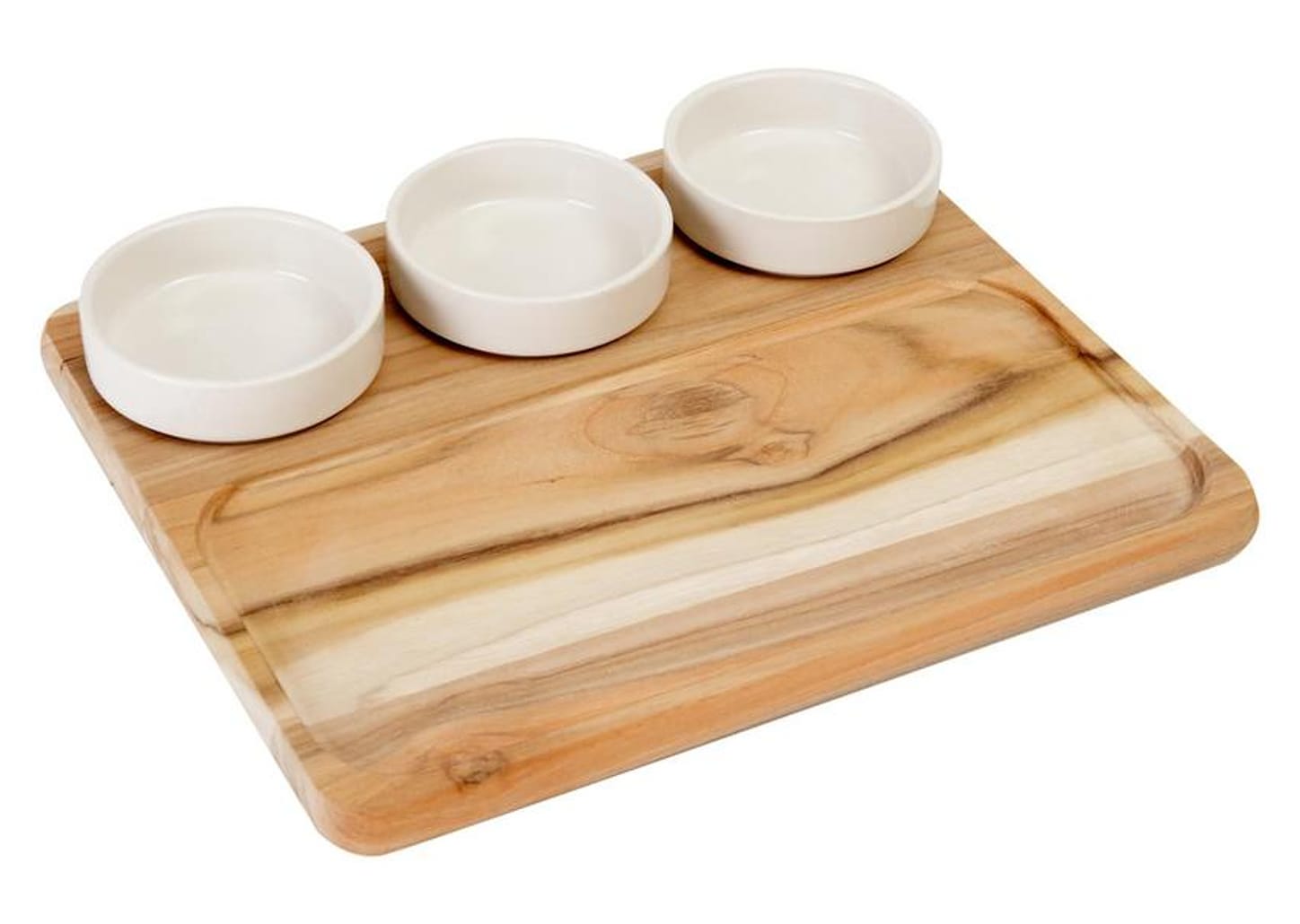 Petisqueira Porcelana com Pote Retangular 4 Peças Tramontina Teca