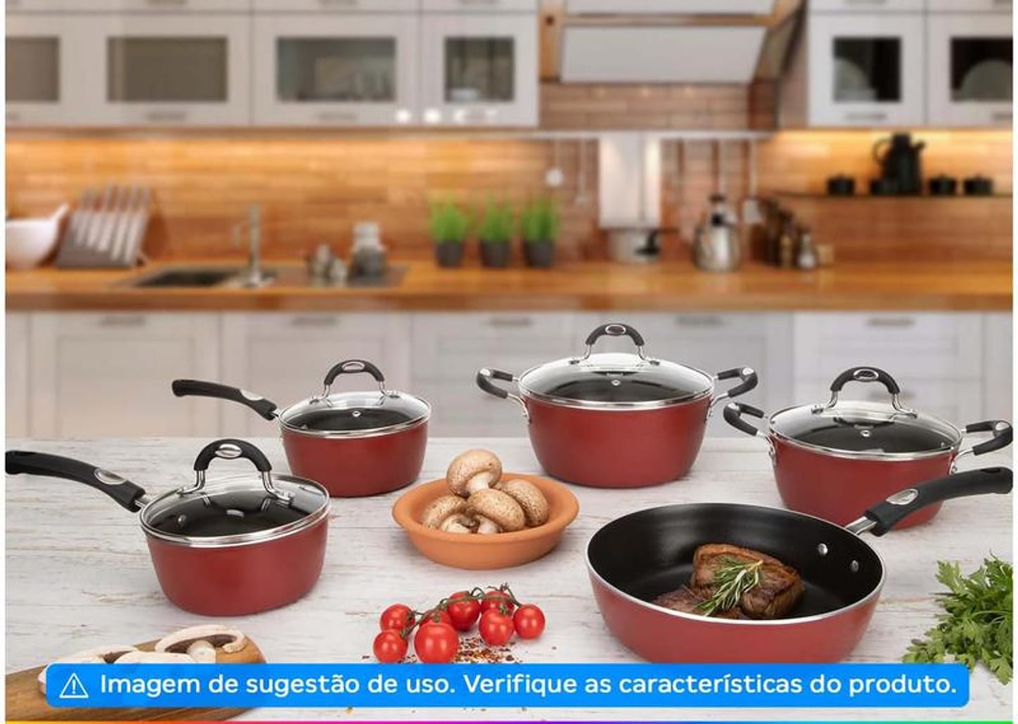 Jogo de Panelas Tramontina Antiaderente de Alumínio Vermelho 5 Peças Mônaco Excellent