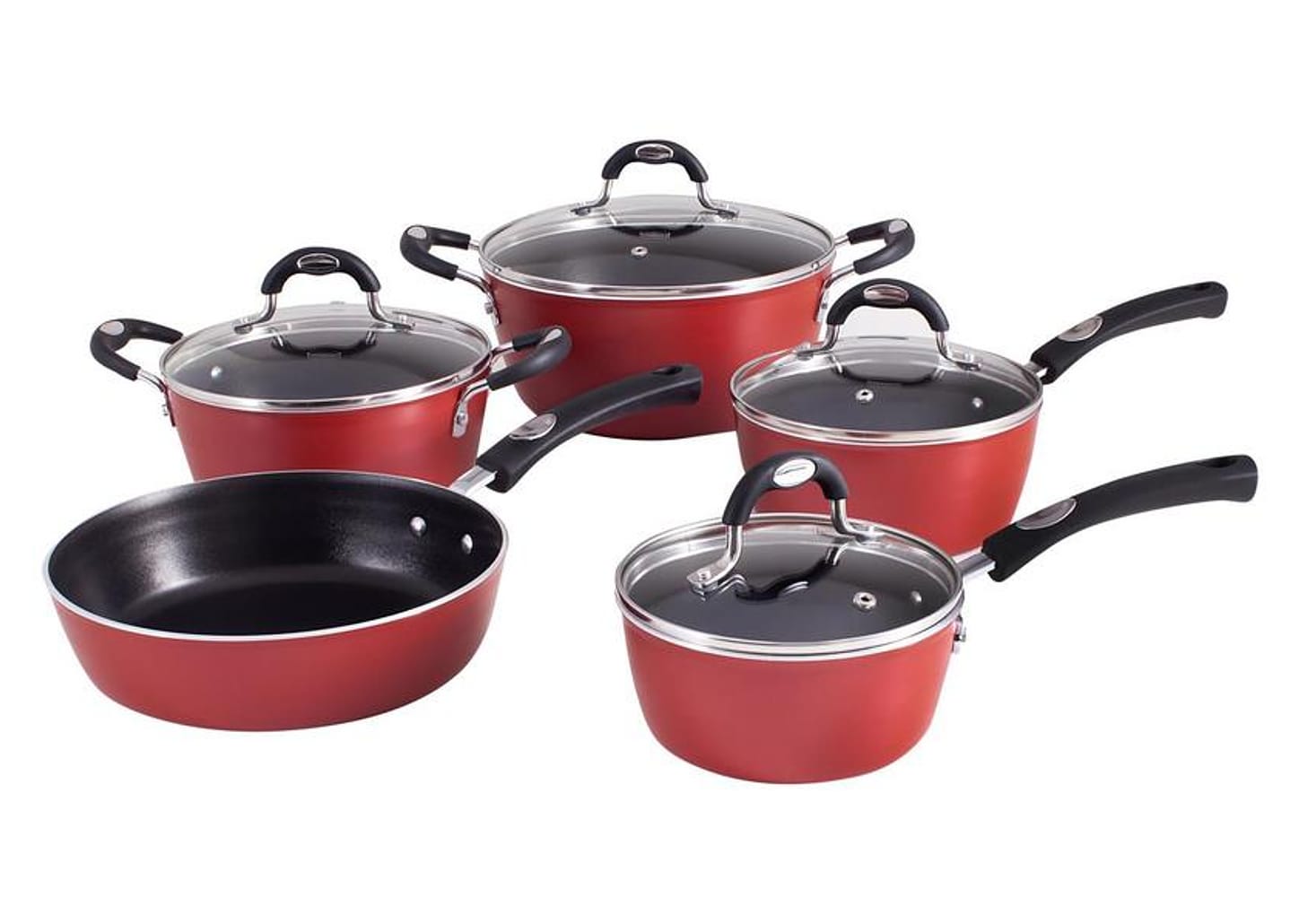 Jogo de Panelas Tramontina Antiaderente de Alumínio Vermelho 5 Peças Mônaco Excellent