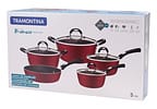 Jogo de Panelas Tramontina Antiaderente de Alumínio Vermelho 5 Peças Mônaco Excellent