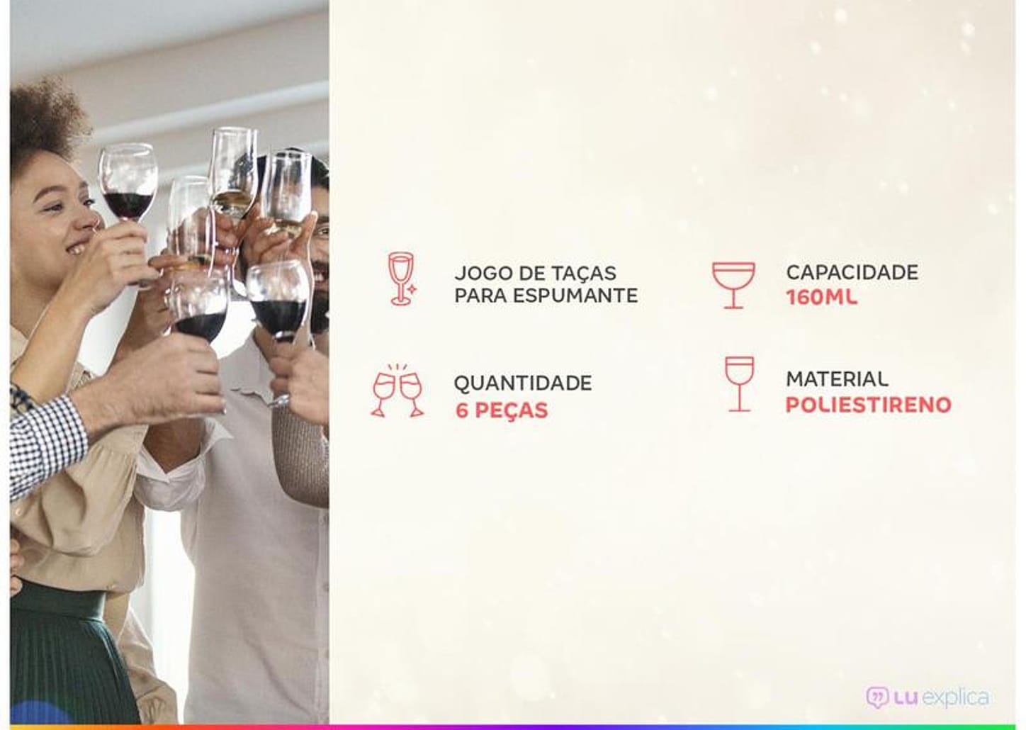 Jogo de Taças para Espumante 160ml 6 Peças - Coza Celebration