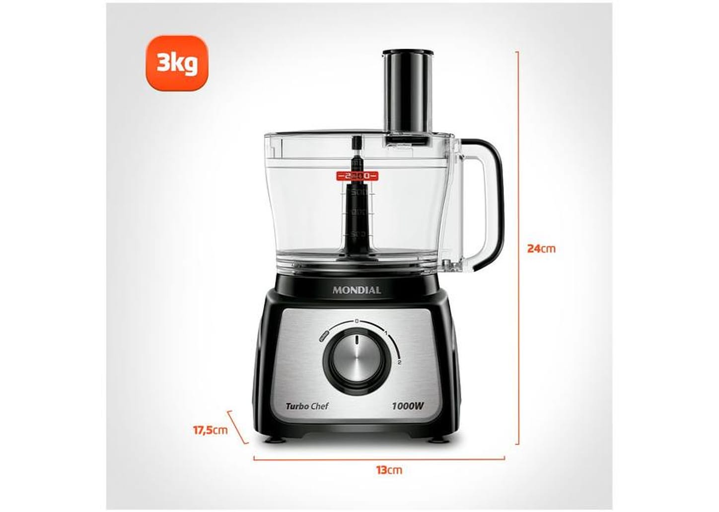 Multiprocessador de Alimentos Mondial Preto - Turbo Chef MPN-01-BF 9 Funções 1000W