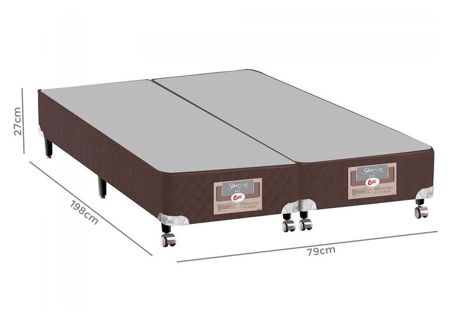 Base Cama Box Queen Size Castor Bipartido 27x79x198cm Silver Star