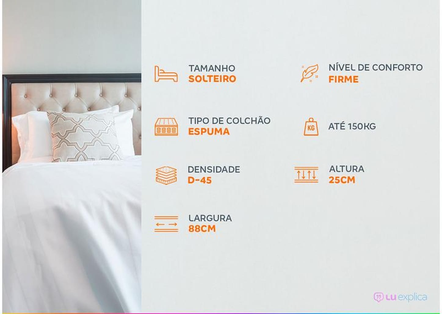 Colchão Solteiro Castor Espuma D-45 88x188cm Sleep Max