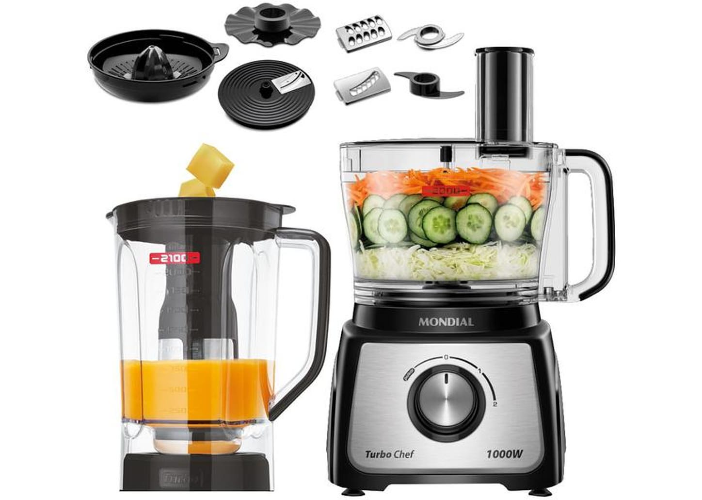 Multiprocessador de Alimentos Mondial Preto - Turbo Chef MPN-01-BF 9 Funções 1000W