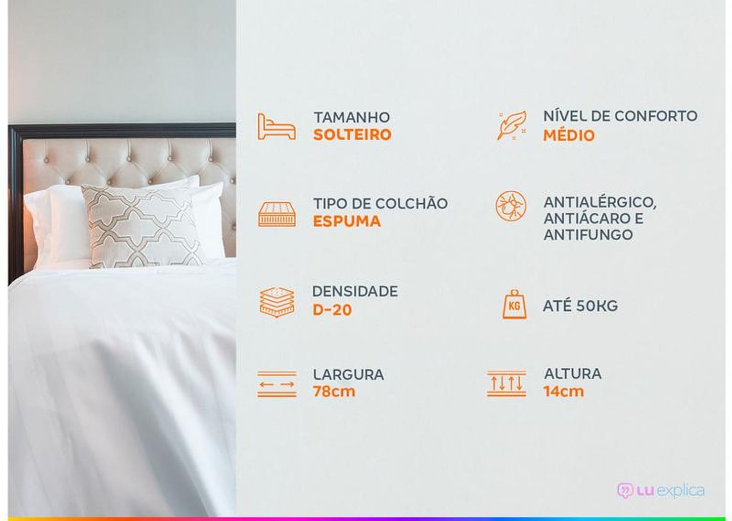 Colchão Solteiro Ortobom Espuma D-20 78x188cm - Physical