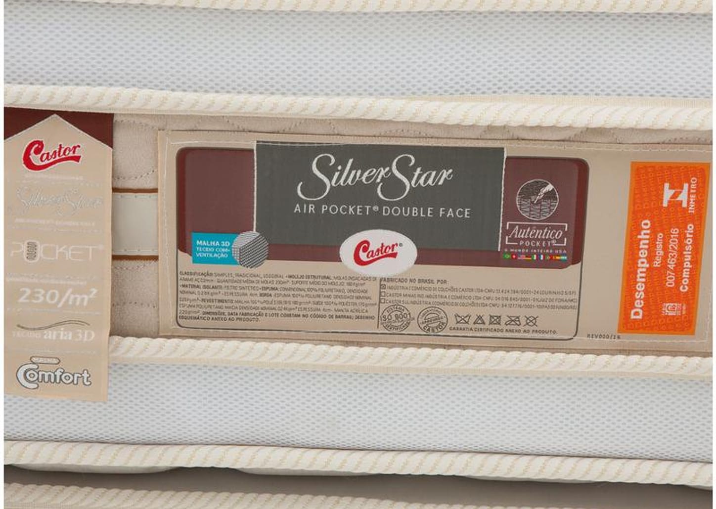 Colchão Queen Castor Mola Pocket 34cm de Alt. Silver Star