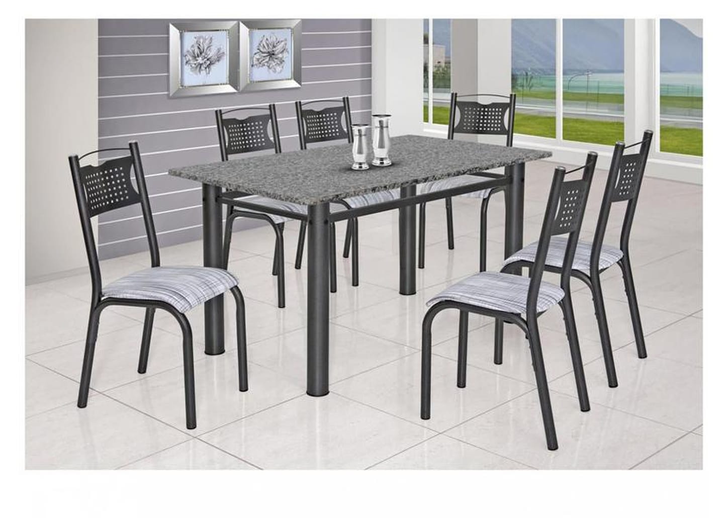 Mesa de Cozinha 6 Cadeiras 6 Lugares - Retangular Poeme Ciplafe