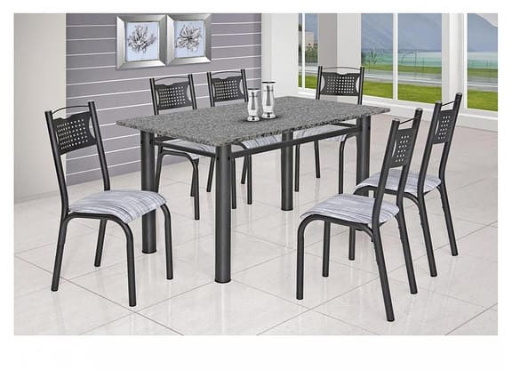 Mesa de Cozinha 6 Cadeiras 6 Lugares - Retangular Poeme Ciplafe