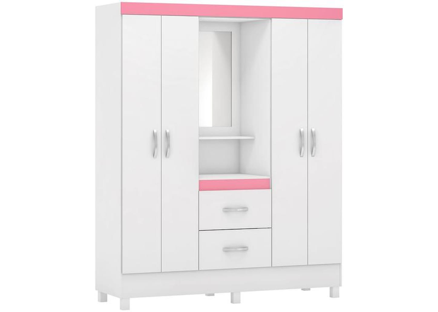 Guarda-roupa Solteiro com Espelho 4 Portas - Demóbile Lord