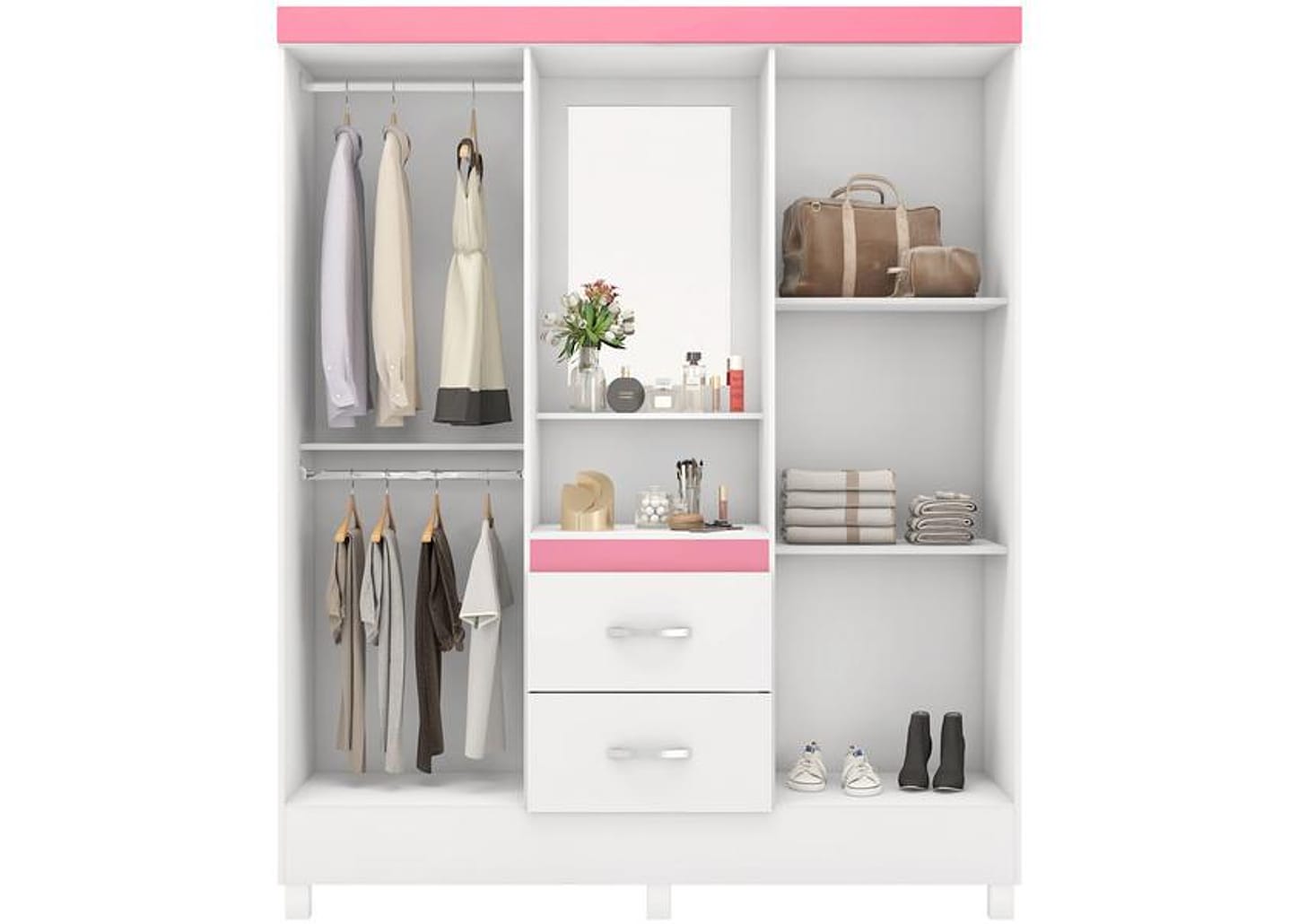 Guarda-roupa Solteiro com Espelho 4 Portas - Demóbile Lord