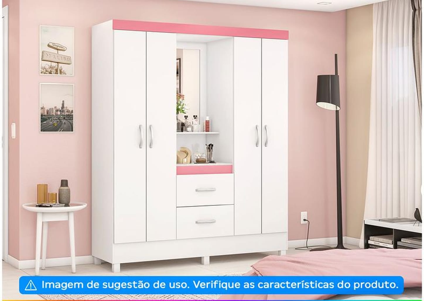 Guarda-roupa Solteiro com Espelho 4 Portas - Demóbile Lord