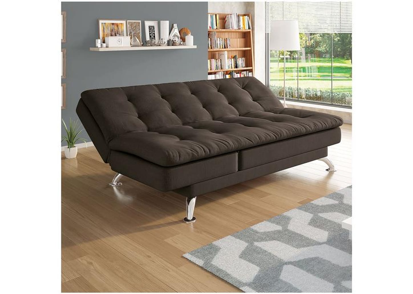Sofá-cama Casal 3 Lugares Reclinável Suede Linoforte Jade A2