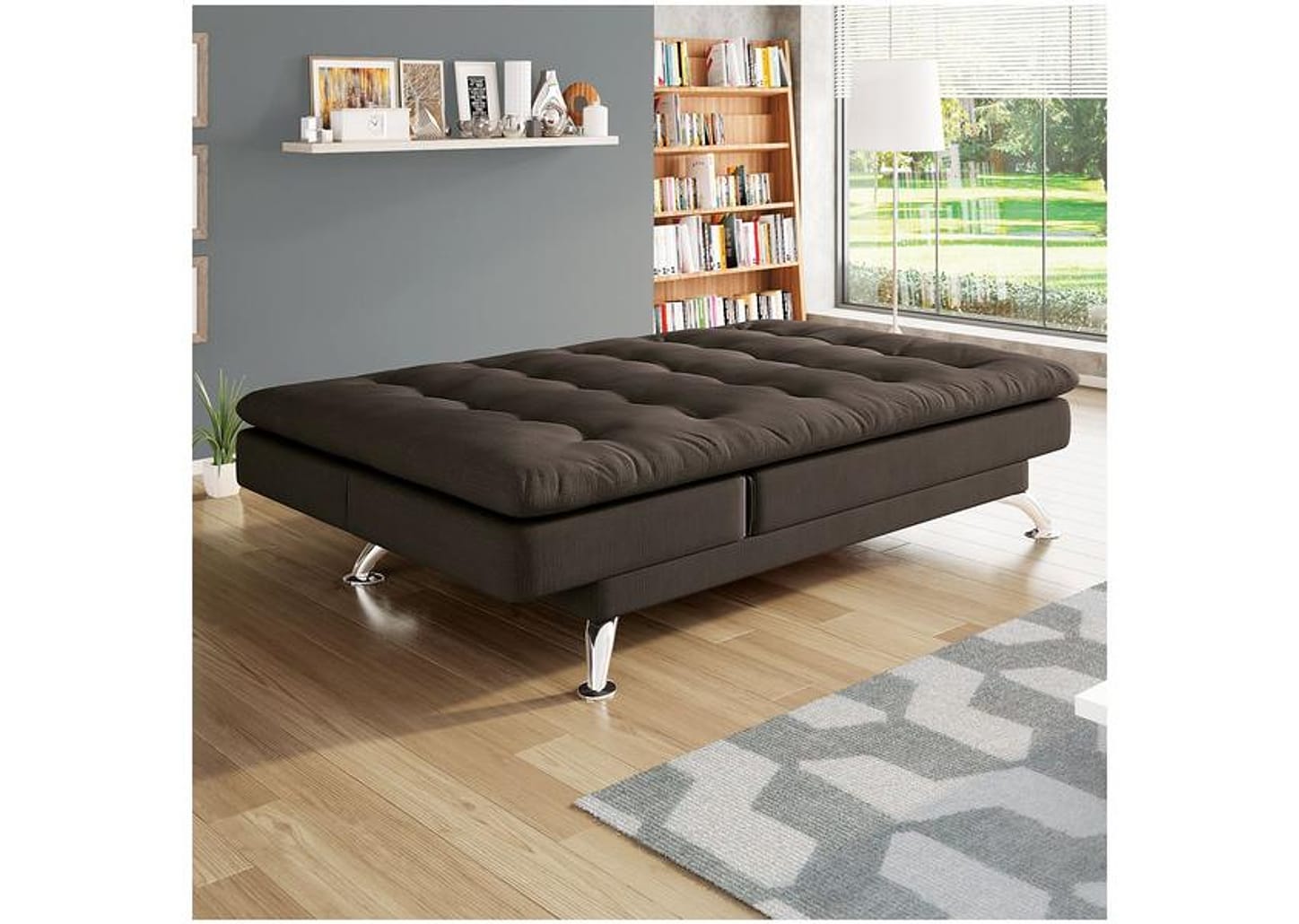 Sofá-cama Casal 3 Lugares Reclinável Suede Linoforte Jade A2
