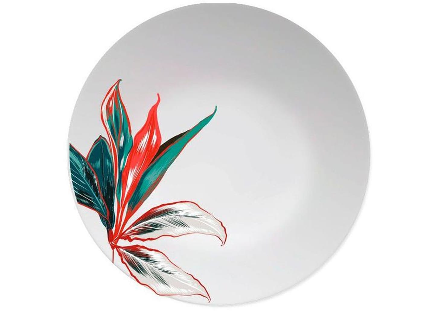Aparelho de Jantar Jogo de Chá 30 Peças - Germer Porcelanas Redondo Tropical Convexa