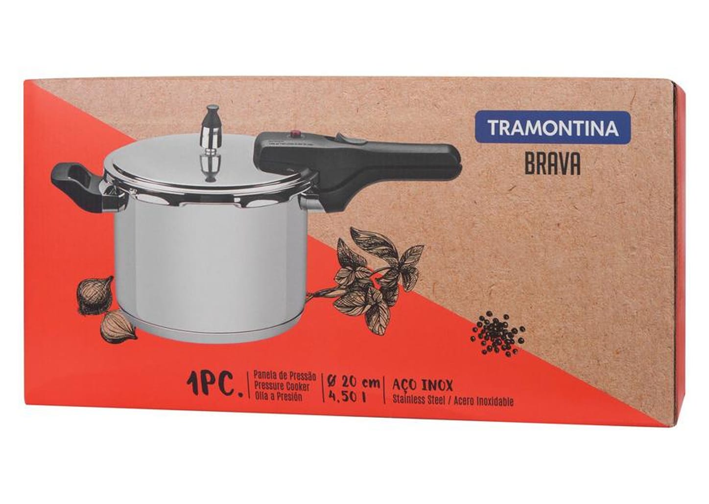 Panela de Pressão Tramontina Inox 4,5L - Fechamento Externo Brava