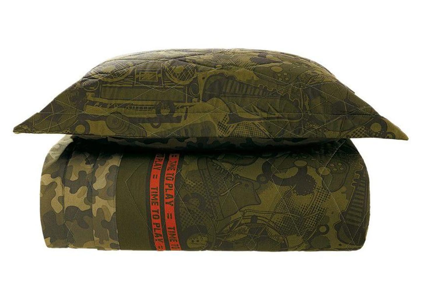 Cobre-leito Infantil Solteiro Karsten 100% Algodão 180 Fios Camuflado Verde 2 Peças