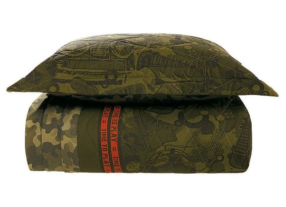 Cobre-leito Infantil Solteiro Karsten 100% Algodão 180 Fios Camuflado Verde 2 Peças