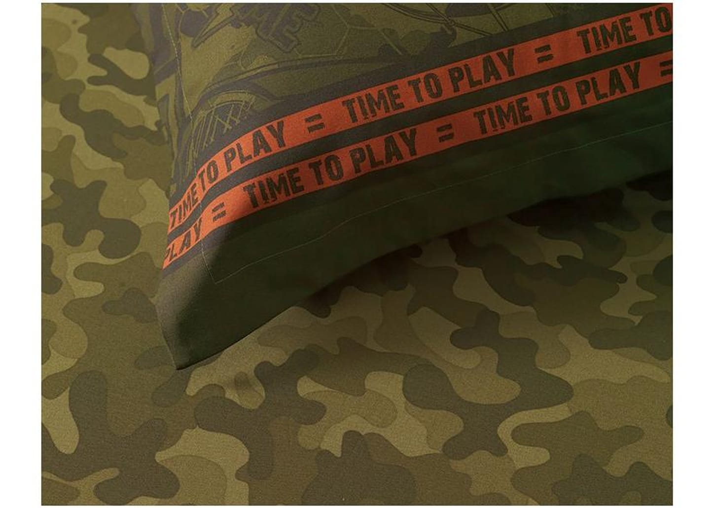 Cobre-leito Infantil Solteiro Karsten 100% Algodão 180 Fios Camuflado Verde 2 Peças