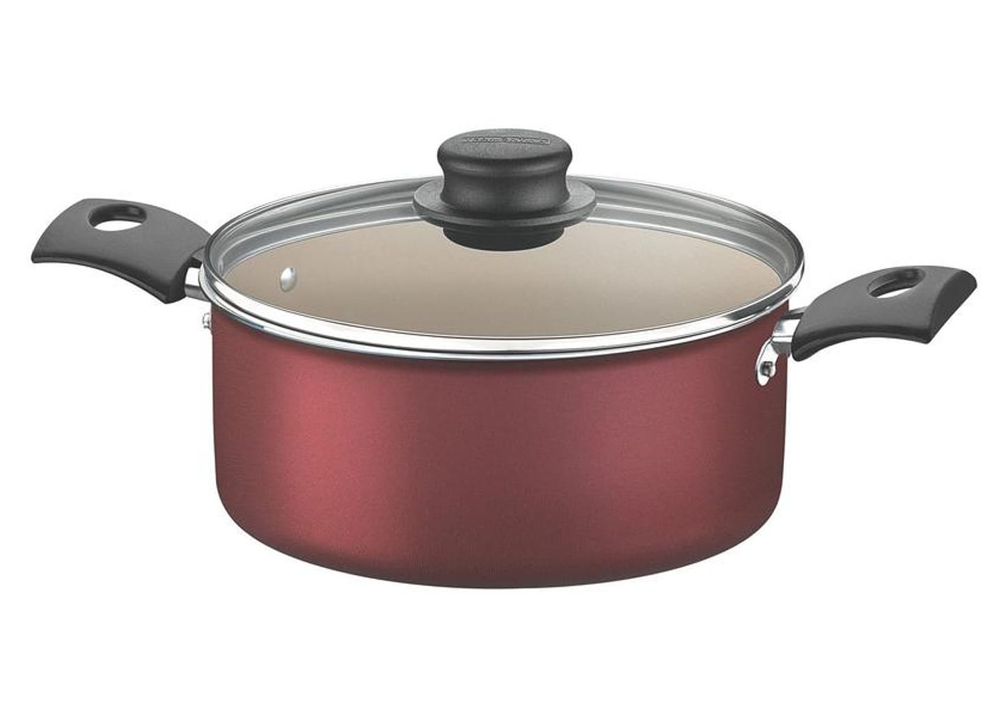 Caçarola Tramontina Antiaderente com Tampa Vermelha 4,9L 24cm Turim