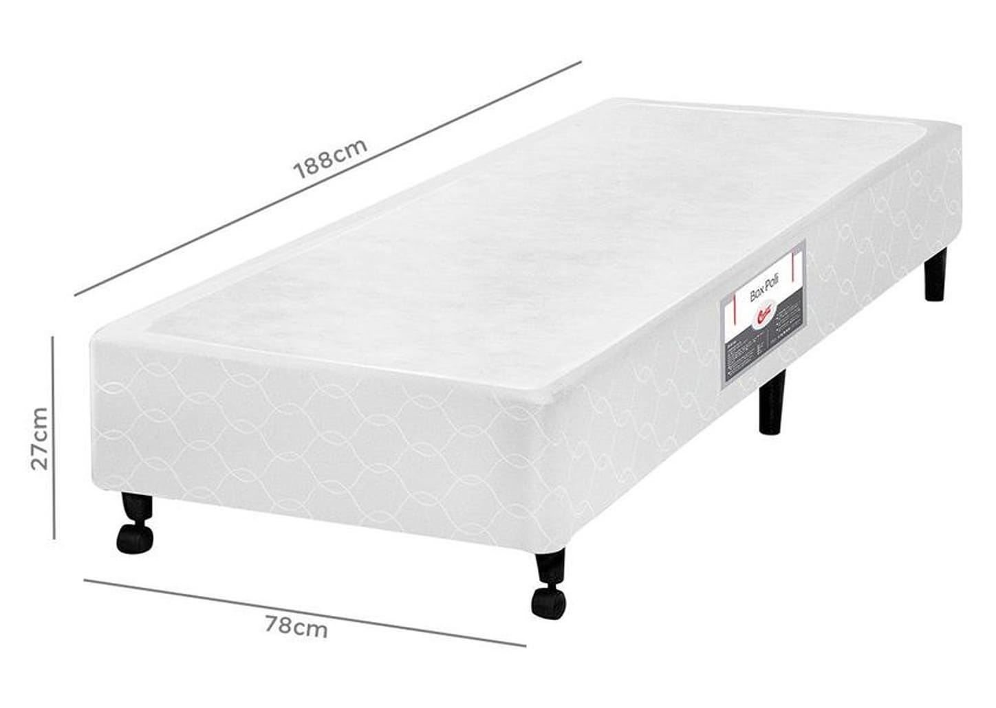 Base Cama Box Solteiro Castor 27x78x188cm Poli