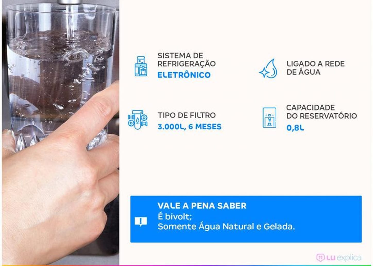 Purificador de Água Electrolux de Mesa - Branco Acqua Pure4x Água Gelada e Natural