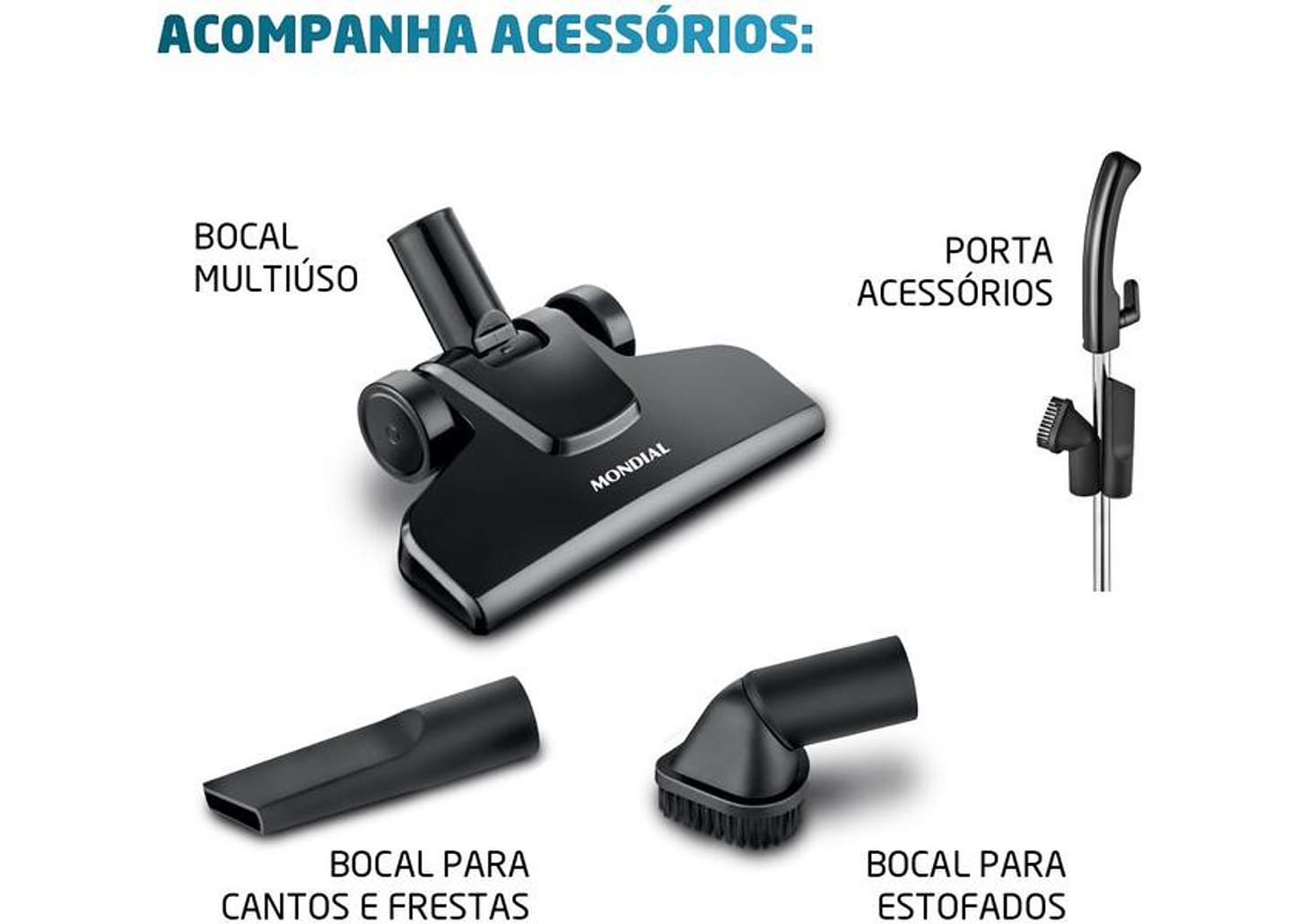 Aspirador de Pó Vertical Mondial 1100W - Turbo Cycle AP-35 Preto e Laranja